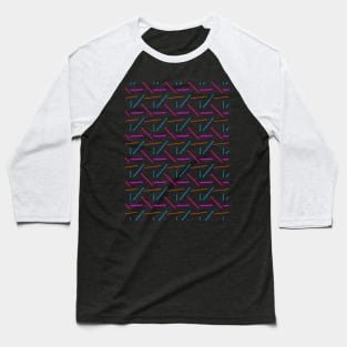 Retro 90s Neon Zigzag Lines - Wavy, Funky Pattern Baseball T-Shirt